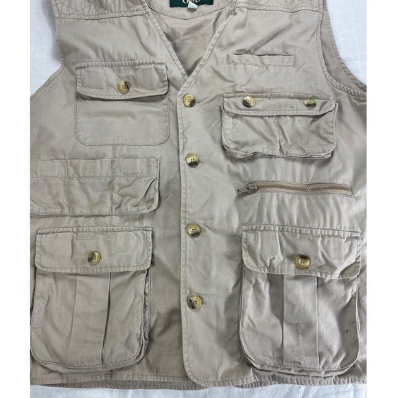 Vintage Orvis Mens Vest L Beige Utility Fishing Safari Hunting Outdoor Pockets - Picture 3 of 8